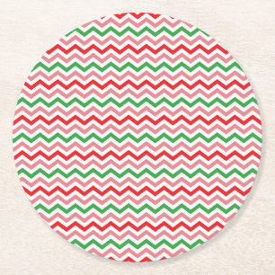 Watermelon Summer Zigzag Streifen Muster-56209 Runder Pappuntersetzer