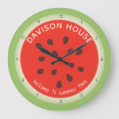 Watermelon Summertime Clock Große Wanduhr (Vorderseite)