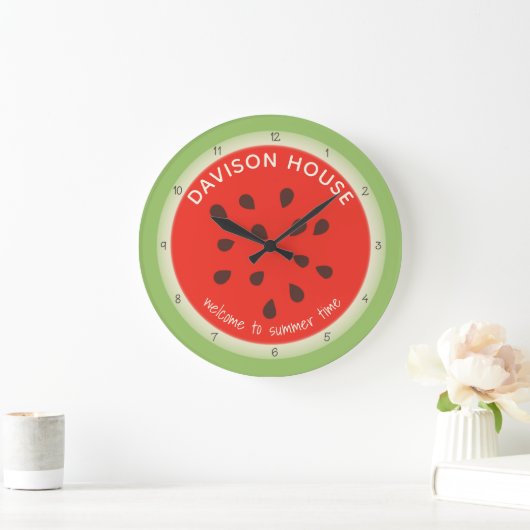 Watermelon Summertime Clock Große Wanduhr (Zuhause)