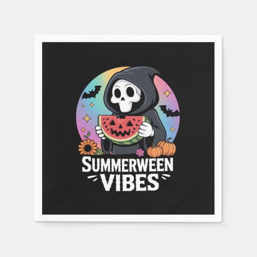 Watermelon Summerween Skeleton Vibes Serviette (Vorderseite)