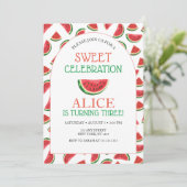 Watermelon Sweet Celebration Birthday Einladung (Stehend Vorderseite)