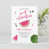 Watermelon Sweet Celebration Birthday Party Einladung (Stehend Vorderseite)