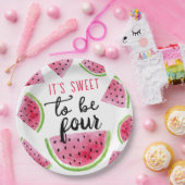 Watermelon Sweet to Be Four Birthday Party Pappteller (Party)