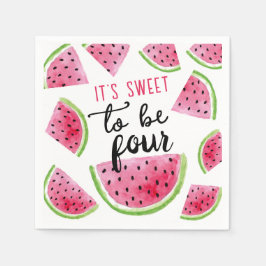Watermelon Sweet to Be Four Birthday Party Serviette