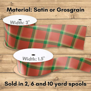 Watermelon Tartan Satin Ribbon Satinband