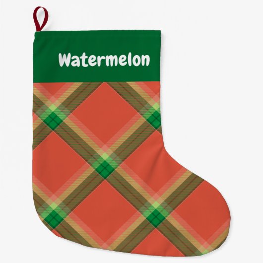 Watermelon Tartan Weihnachts-Strumpf Großer Weihnachtsstrumpf (Vorderseite)