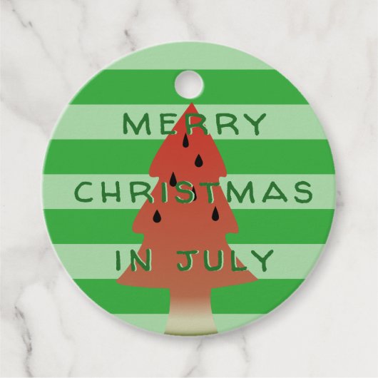Watermelon Tree Weihnachten im Juli Grün Streifen Geschenkanhänger (Vorderseite)