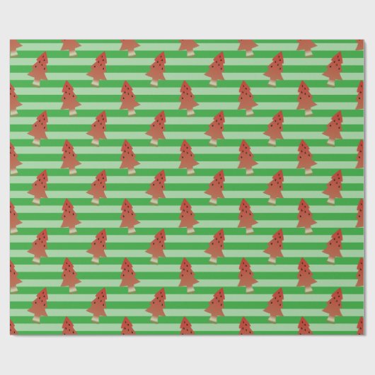 Watermelon Tree Weihnachten im Juli Grün Streifen Geschenkpapier (Flach)