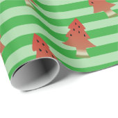 Watermelon Tree Weihnachten im Juli Grün Streifen Geschenkpapier (Rolleneckpunkt)