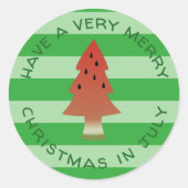 Watermelon Tree Weihnachten im Juli Grüner Streife Runder Aufkleber (Vorderseite)