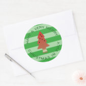 Watermelon Tree Weihnachten im Juli Grüner Streife Runder Aufkleber (Umschlag)