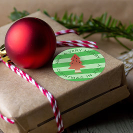 Watermelon Tree Weihnachten im Juli Grüner Streife Runder Aufkleber