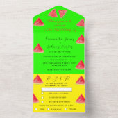Watermelon Tropical Fruit Trendy Neon Wedding All In One Einladung (Innen Boden)