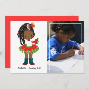 Watermelon Tutu American Black Girl Birthday Party Einladung