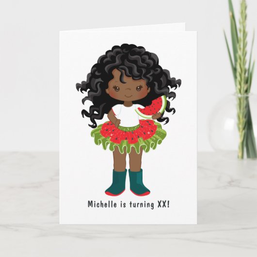 Watermelon Tutu American Black Girl Birthday Party Einladung (Vorderseite)