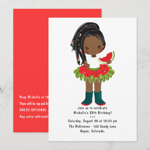 Watermelon Tutu American Black Girl Birthday Party Einladung