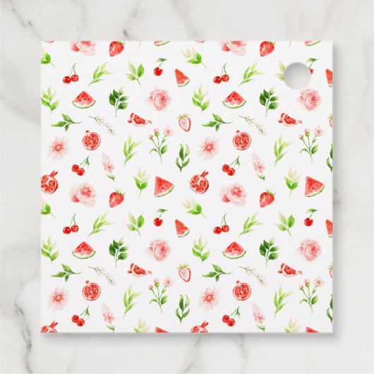 Watermelon und Pomegranate Baby Dusche Vielen Dank Geschenkanhänger (Rückseite)