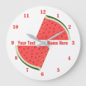 Watermelon Wall Clock mit benutzerdefiniertem Text Große Wanduhr (Vorderseite)
