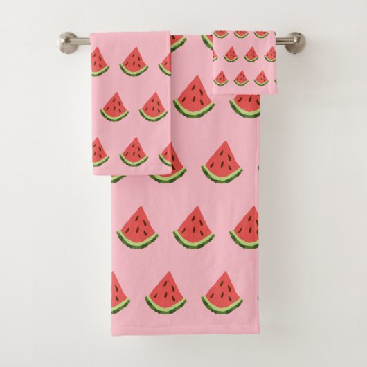 Watermelon Wedges Bath Towels (Pink & Red) Badhandtuch Set (Insitu)