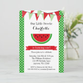 Watermelone Red Green Bunting Geburtstagspartei Einladung (Stehend Vorderseite)