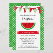 Watermelone Red Green Bunting Geburtstagspartei Einladung (Vorne/Hinten)