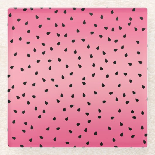 Watermelone Schwarze Seeds Sommermäuse Juicy Pink Glasuntersetzer (Vorderseite)