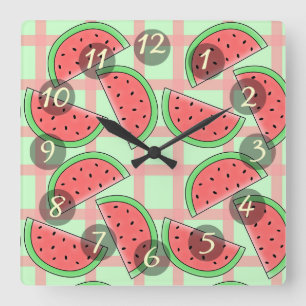 Watermelons Square Wall Clock Quadratische Wanduhr