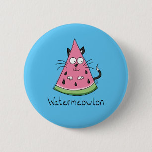 Watermeowlon Watermelon Cat Funny Button Button