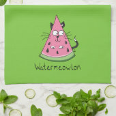 Watermeowlon Watermelon Cat Funny Kittuch Geschirrtuch (Gefaltet)