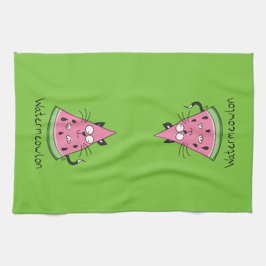 Watermeowlon Watermelon Cat Funny Kittuch Geschirrtuch (Horizontal)