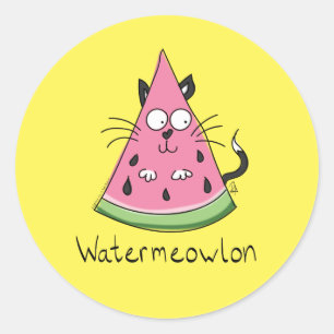 Watermeowlon Watermelon Cat Runder Aufkleber