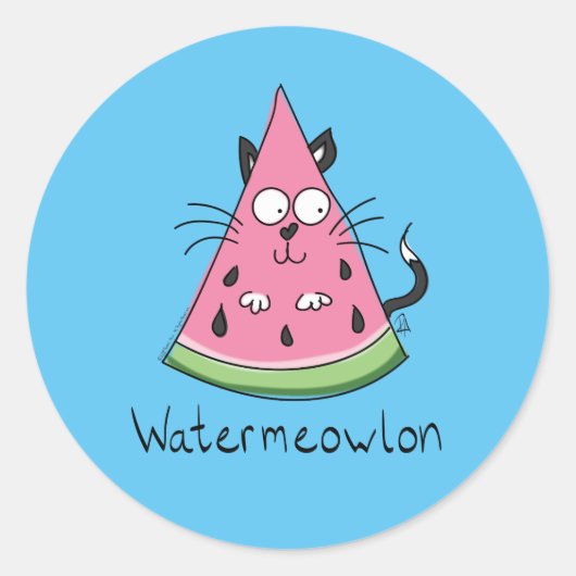 Watermeowlon Watermelon Katze Sonnenschutzmittel Runder Aufkleber (Vorderseite)