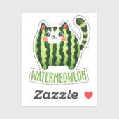 WATERMEOWLON Watermelon Pun Funny Cat Sticker (Blatt)