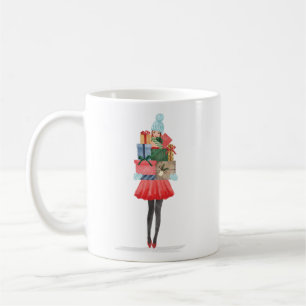 Waterolor Christmas Lovin' Girl Präsentieren Liefe Kaffeetasse