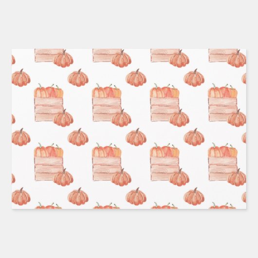 Waterolor Pumpkins fallen Herbst Wrapping Paper Geschenkpapier Set (Vorderseite 2)