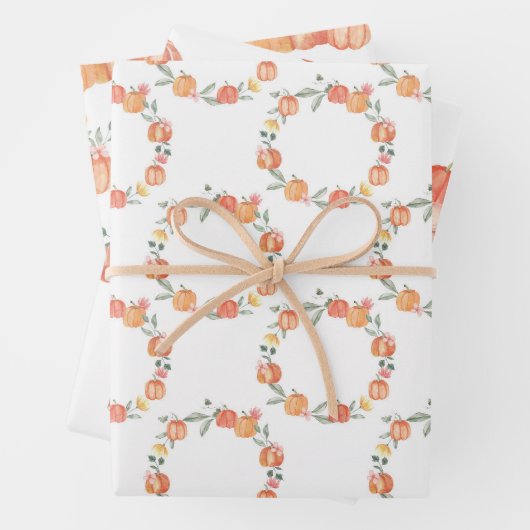 Waterolor Pumpkins fallen Herbst Wrapping Paper Geschenkpapier Set (Beispiel)