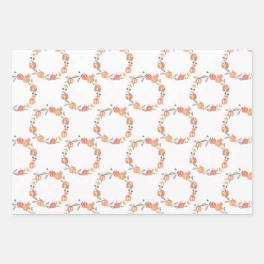 Waterolor Pumpkins fallen Herbst Wrapping Paper Geschenkpapier Set (Vorderseite)