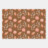Waterolor Pumpkins Foliage Leaf Wrapping Paper Geschenkpapier Set (Vorderseite 3)