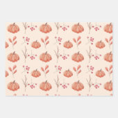 Waterolor Pumpkins Foliage Leaf Wrapping Paper Geschenkpapier Set (Vorderseite 2)