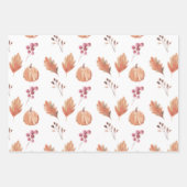 Waterolor Pumpkins Foliage Leaf Wrapping Paper Geschenkpapier Set (Vorderseite)