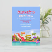 Waterpark Geburtstagsparty Einladung (Stehend Vorderseite)