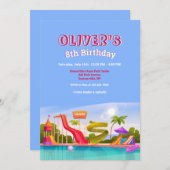 Waterpark Geburtstagsparty Einladung (Vorne/Hinten)