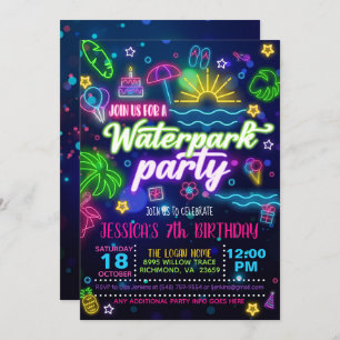 Waterpark Geburtstagsparty Einladung