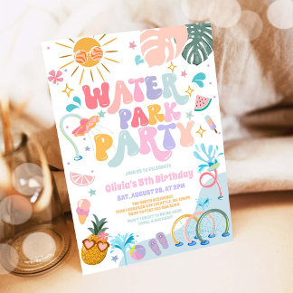 Waterpark Party Summer Birthday Invitation Einladung