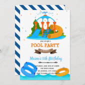Waterpark-Pool - Einladung zum Geburtstag (Vorne/Hinten)