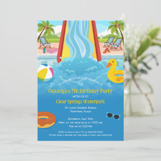 Waterpark Slide Child's Birthday Party Einladung