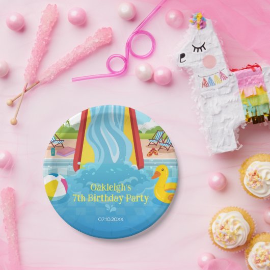 Waterpark Slide Child's Birthday Party Pappteller (Party)