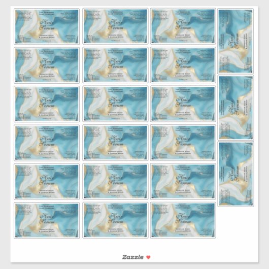 Waterproof Blue Gold Foil Cosmetics Bottle Label (Blatt)