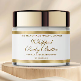 Waterproof Body Butter Jar Label White & Gold Foil Wasserflaschenetikett