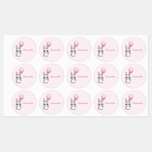 Waterproof Bunny Name Sticker Label (Blatt)